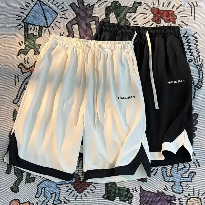 

Летние спортивные шорты для мальчиков: свободные прямые брюки в американском баскетбольном стиле, повседневные шорты до колена с вышитыми буквами