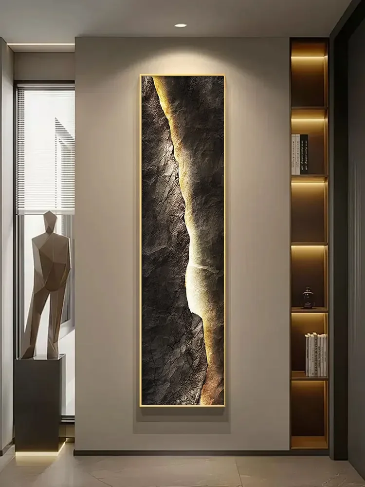 Vertical Long Strip Entrance Hall Decoration Painting, Grand Staircase Hanging Painting, Abstract Corridor End LED Ambient