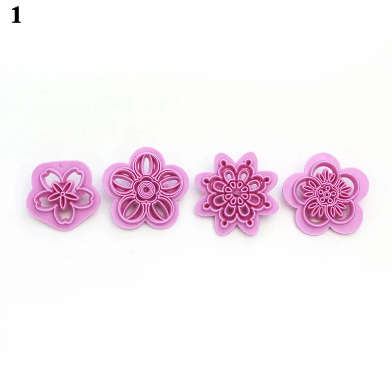 4pcs DIY 3D Cookie Cake Plunger Cutter Baking Mould Cookie Stamp Biscuit Flower Butterfly DIY Mold Fondant Cake Decorating Tools