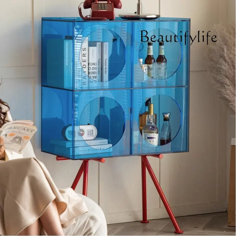 Nordic retro acrylic wine cabinet against the wall floor-to-ceiling porch figure cabinet living room creative storage cabinet