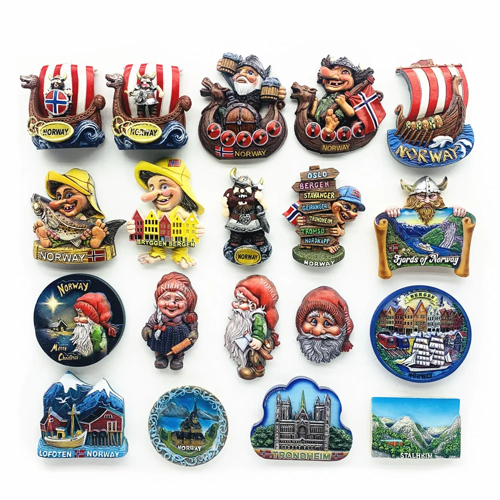 Imanes de nevera 3D de Europa y Noruega, recuerdo de turismo, imanes de nevera, colección de pegatinas, artículos de decoración artesanal