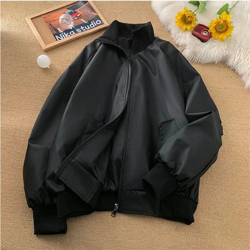 Ladies Fashion Zipper Faux Leather Jacket Spring Autumn Women Long Sleeves Leather Coat 2026 Female Casual PU Leather Outwear 2