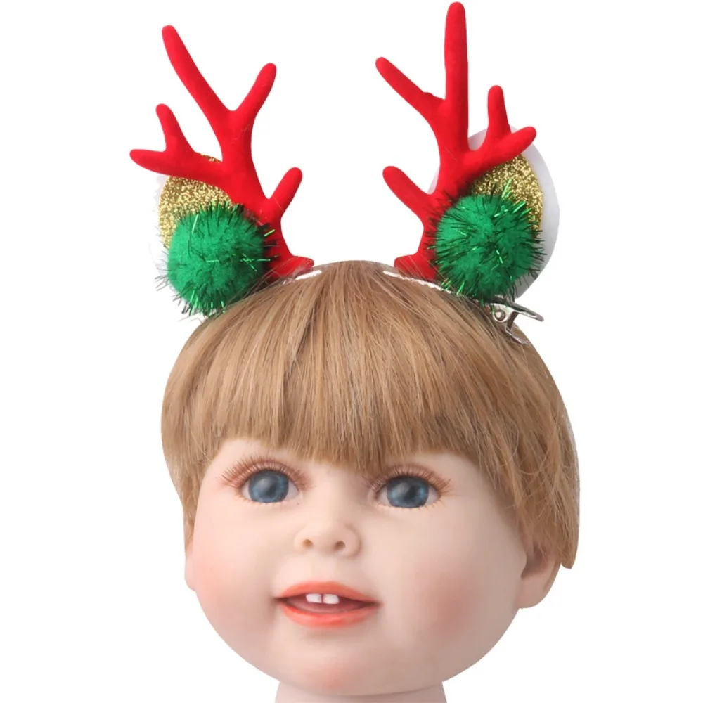 Christmas Suit American Doll Clothes Two Elk Hairpins Dress Set Doll Clothes Christmas Colorful Long Sleeved