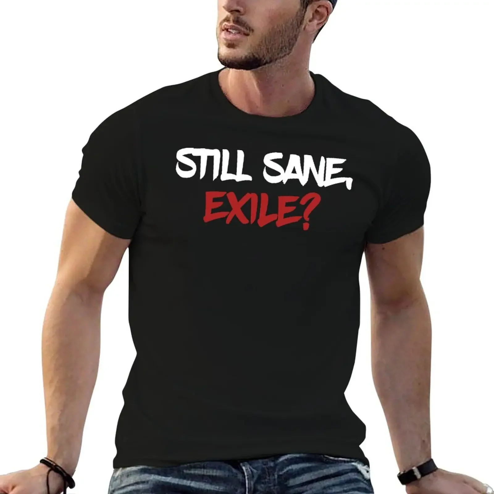 Still Sane, Exile? T-Shirt vintage graphic t shirt vintage plus size tops Men's clothing