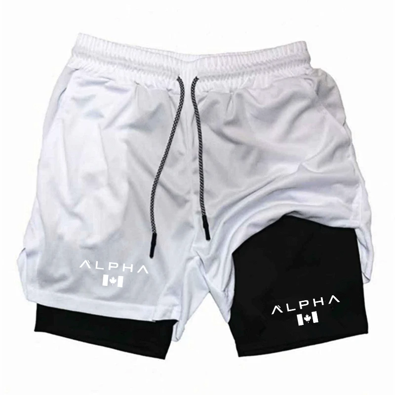 

Running Shorts Men Fitness Gym Training 2 in 1 Sports Quick Dry Workout Jogging Double Deck Summer