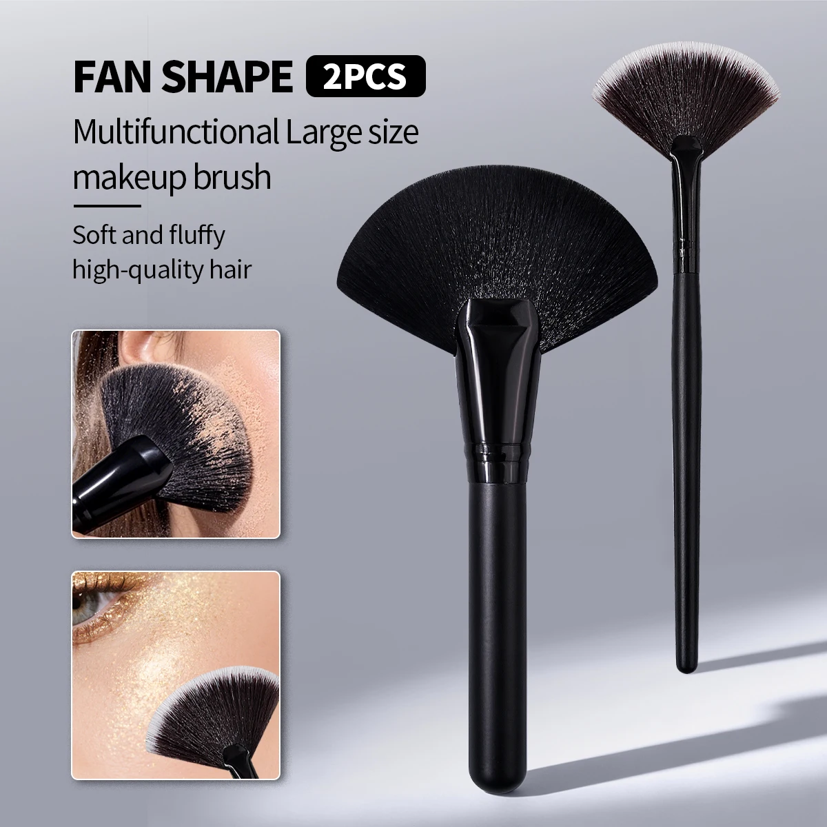 Fan Shape Highlighter Brush Premium Contour Blusher Brushes Flawless Cheek Dense Face Makeup Brush For Blending