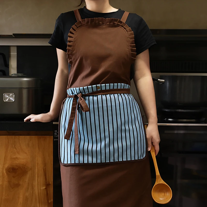 

Soft Cotton Apron with Hand Towel Sweet Style Adjustable Strips for Women Adult Housekeeping Dishwashing Baking Kitchen Cooking