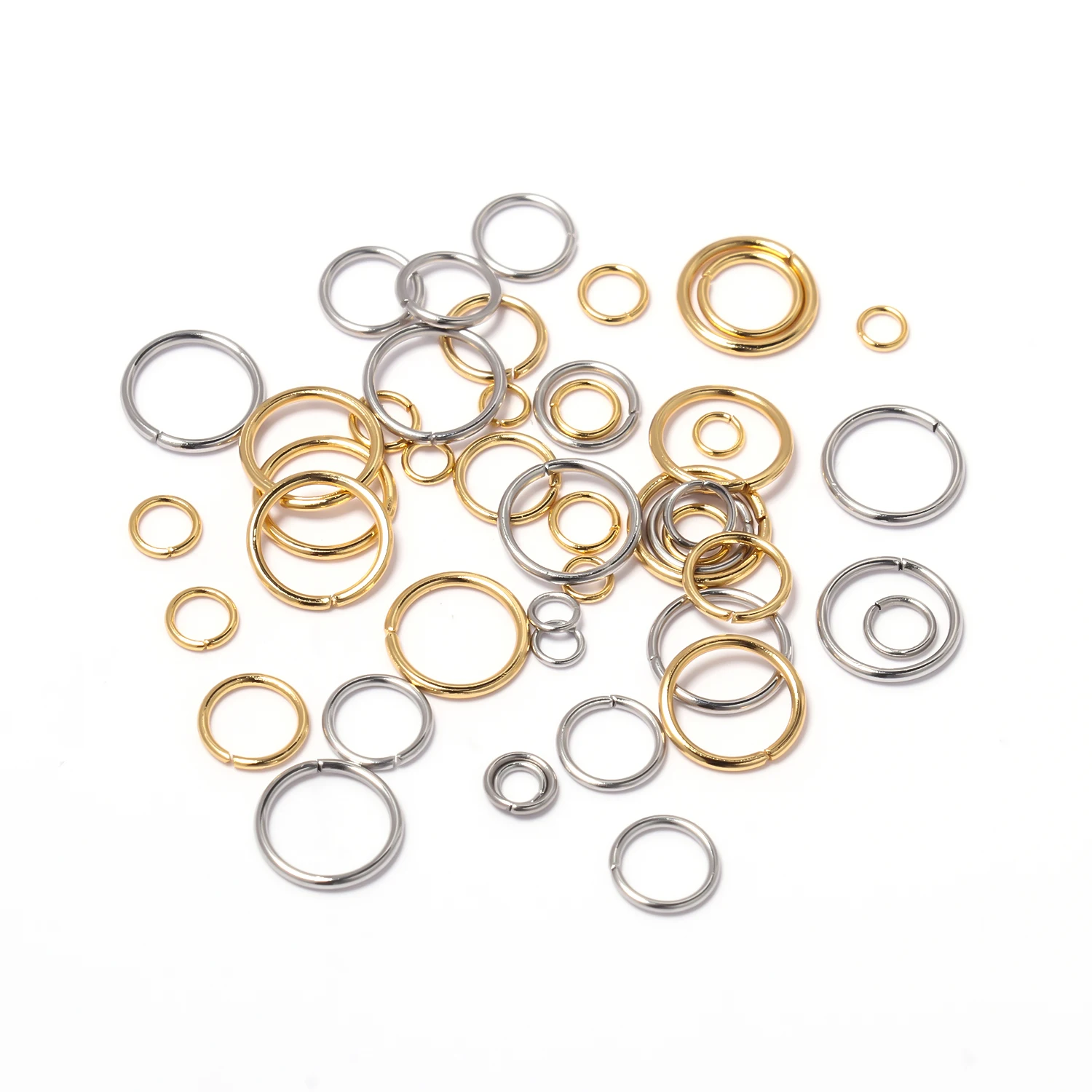 Lote de anillos de acero inoxidable de 3, 4, 6 y 8mm, conectores de anillos divididos de Color dorado para la fabricación de joyas, suministros de accesorios de bricolaje, 200 unidades