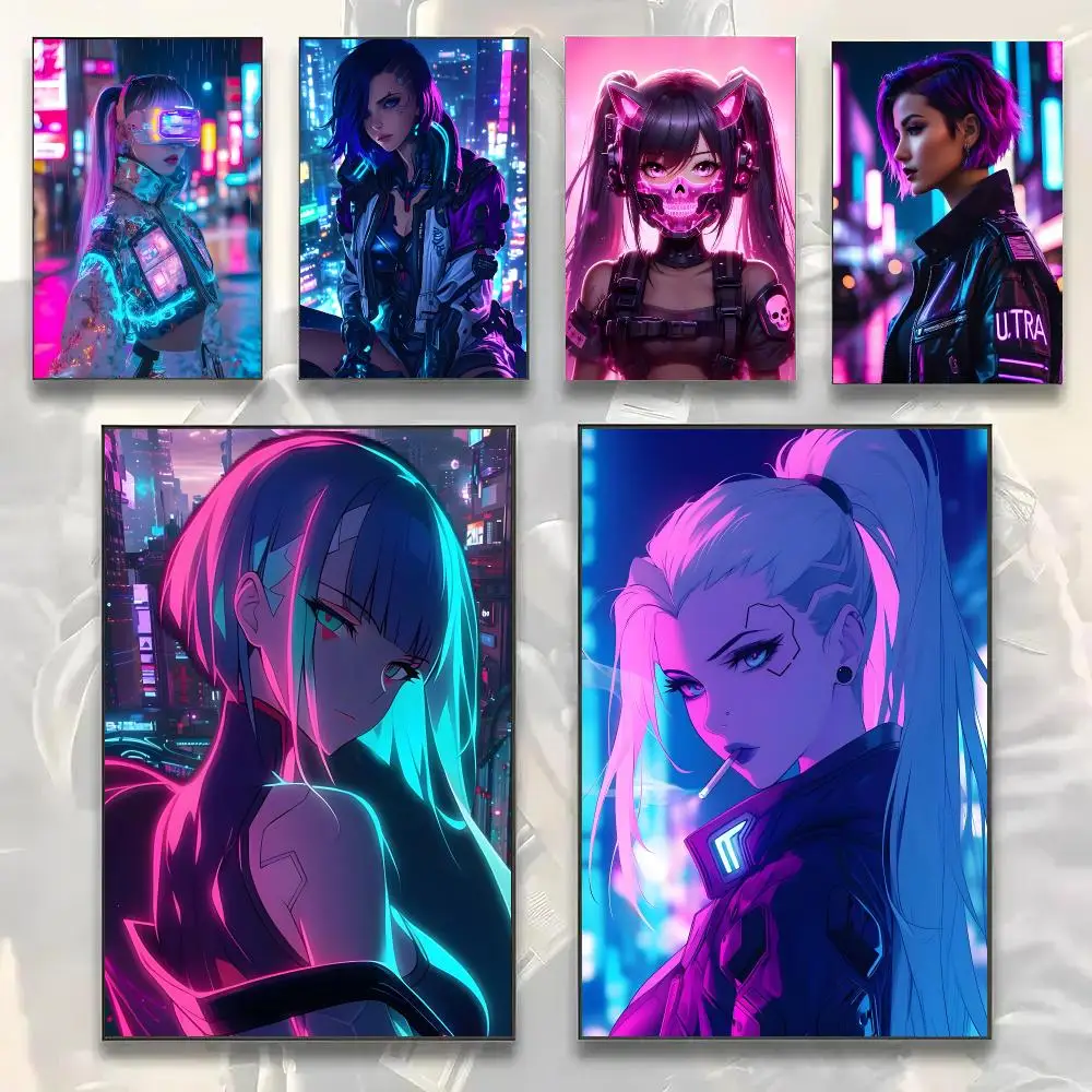 Fashion Cyberpunk Girl Coo Poster Painting Prints Wall Art Picture Film Room Home Bar Cafe Decor Home Mural