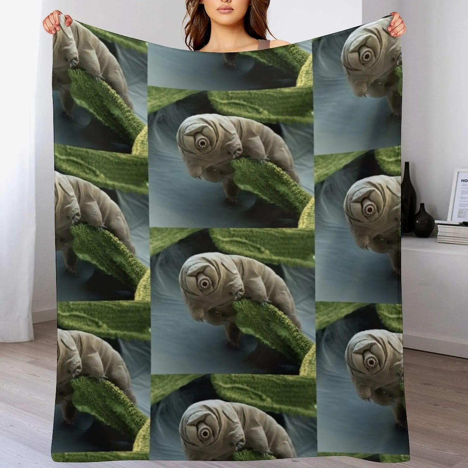 Water Bear or Tardigrade Under the Microscope Throw Blanket Cute Plaid Tourist Thermals For Travel Blankets