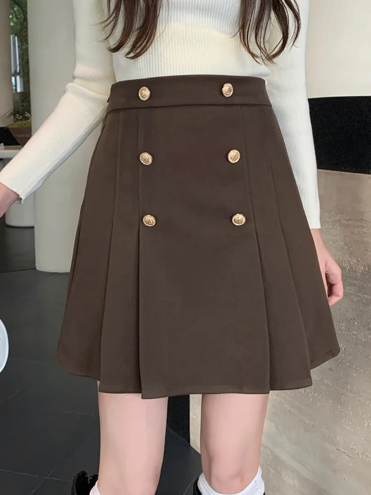 

Gagarich Woman Woolen Pleated Skirt 2024 Early Autumn New High Waist Slimming A-line Suit Skirt Half Body Short Skirts