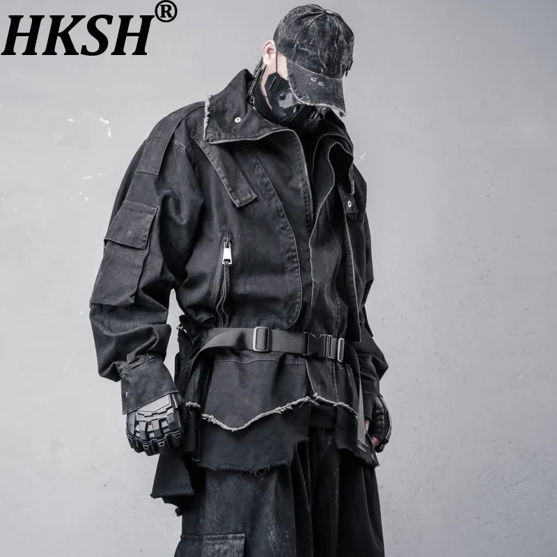 

HKSH Unique Techwear Chic Fake Two-Piece Safari Style Ovesized Jacket Autumn New Men Tide Retro Ins Dark Punk Waste Land HK11902