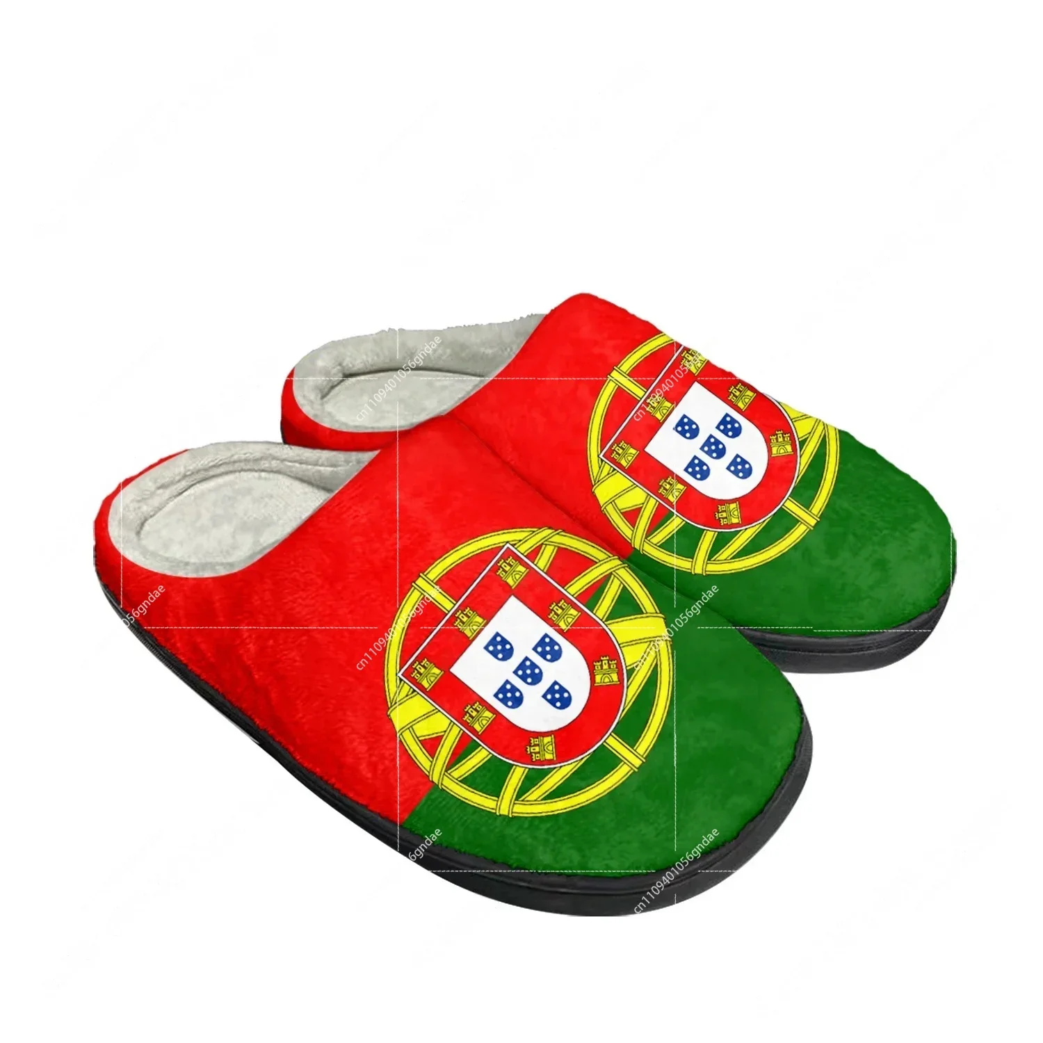 Portugal Flag Home Cotton Custom Slippers Mens Womens Sandals Portugal Plush Bedroom Casual Keep Warm Shoes Thermal Slipper view 2