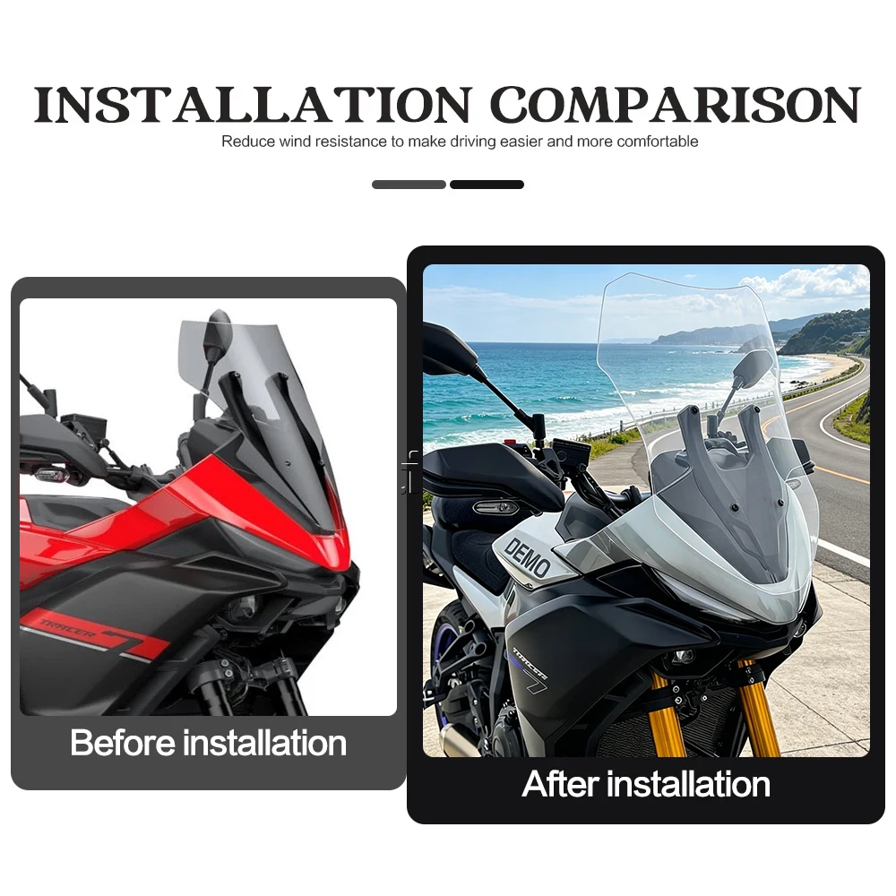 2020-2026 Tracer7GT High Quality Motorcycle Windshield For Yamaha Tracer7/GT Windscreens Wind Deflectors Front Glass Light Smoke