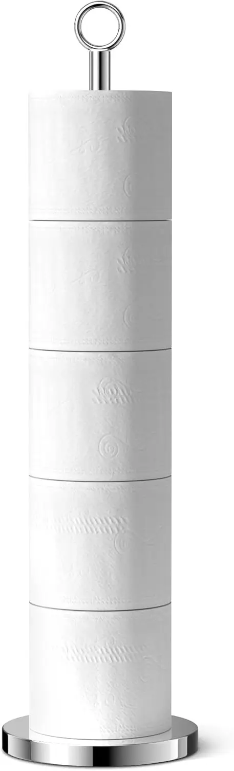 

Free-Standing Toilet Paper Holder with Spare Rolls Storage, Stainless Steel Stand