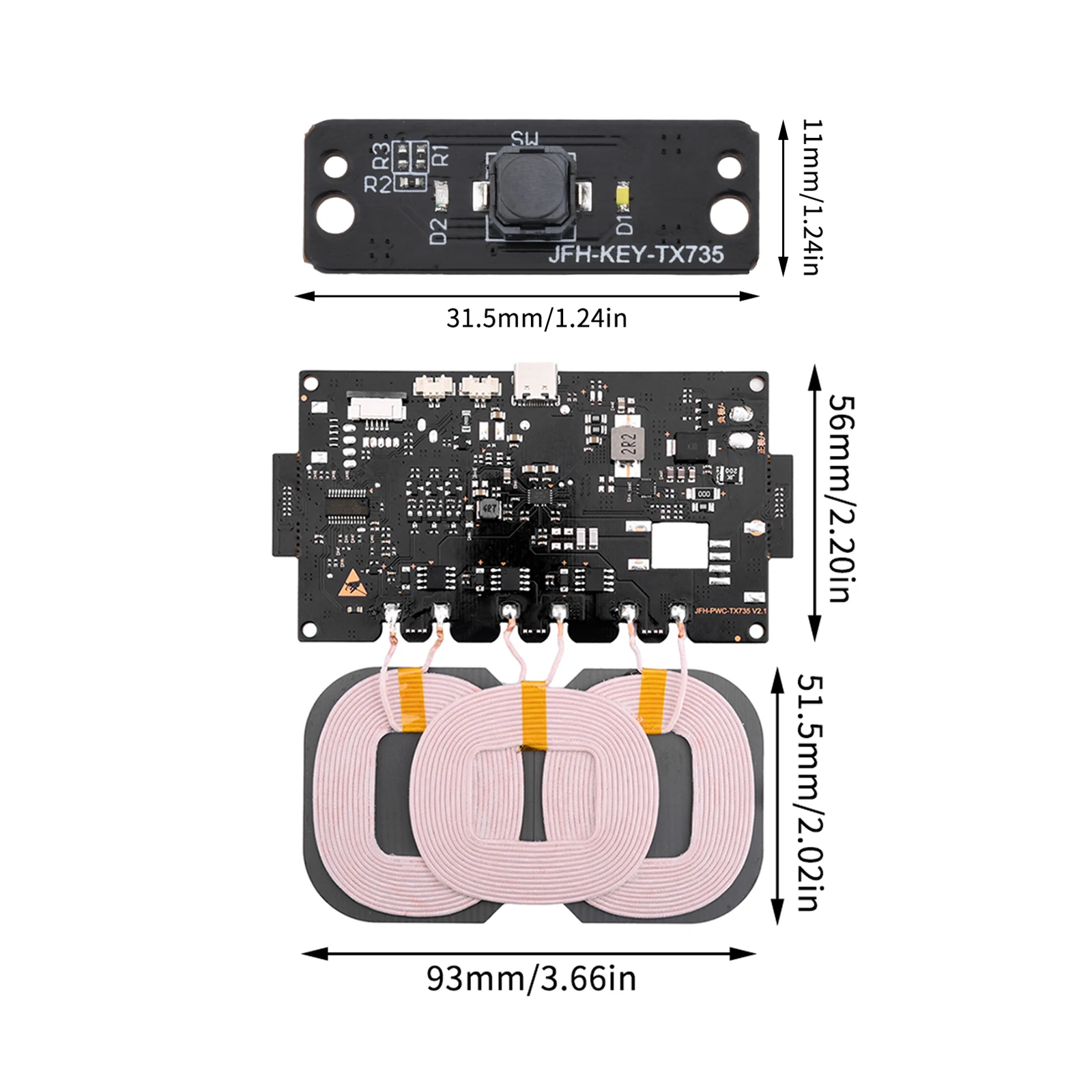 20W High Power 12V For QI Fast Charging Wireless Charger Transmitter Module Type-C 9-32V Wireless Charging Board For Car Power