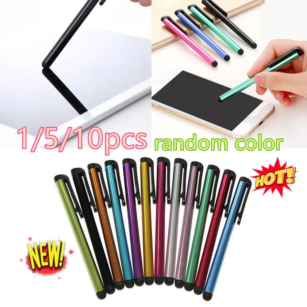 Capacitivo Touch Screen Stylus Pen, telefone móvel, Tablet, cor aleatória, fácil de transportar, escrever, fluentemente, 1 pc, 5 pcs, 10pcs