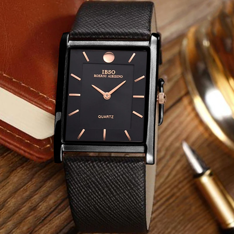 Orologi da polso rettangolari originali maschili grandi marche in pelle impermeabile orologio da polso per ragazzi neri orologi da lavoro di moda abito da uomo,orologio da polso uomo nero,orologio rettangolare