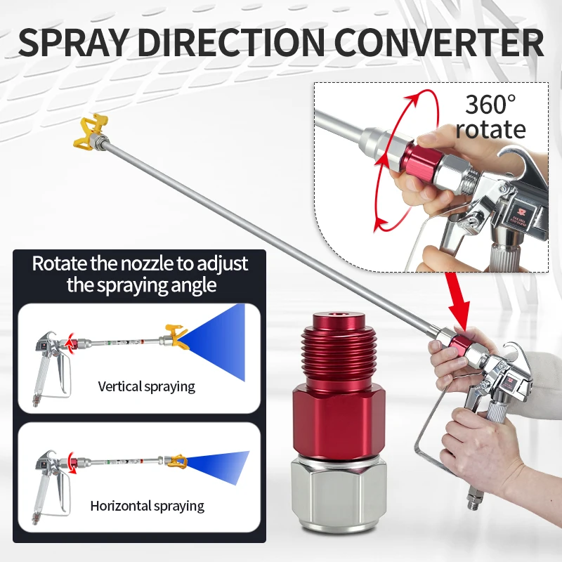 

Airless Paint Spray Gun Fan Pivot Rotary Joint 360° Rotation Airless Spray Gun Accessory Airless Spray Gun Attachment Adaptor