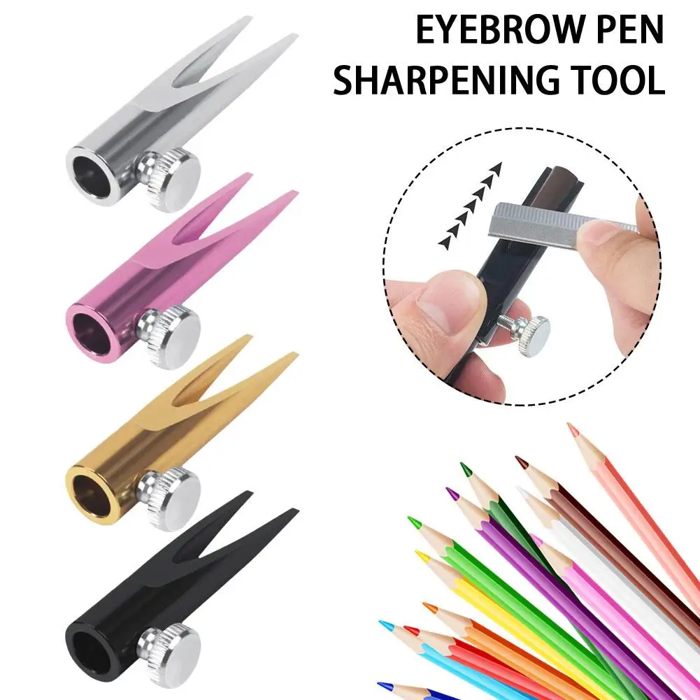 1pcs Eyebrow Pen Sharpening Tool Aluminum Alloy Firmly Fixing Adjust Screw Duckbill Brow Pen Sharper Makeup Tool for Beginn R8Y6