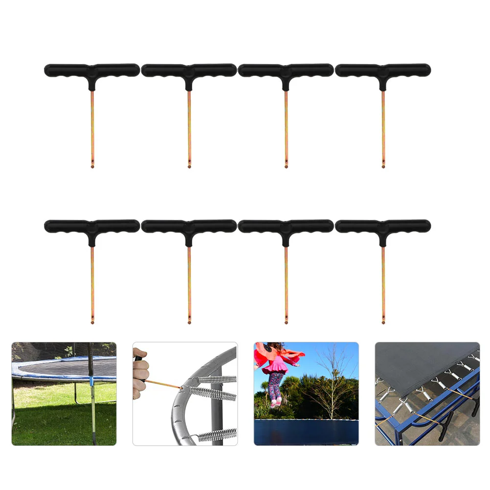 8 Pcs Snap Hook Trampoline Spring Adjust Tool Pull Puller Pole Is Iron Handle Assembly