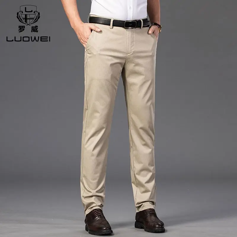 2026 Spring Autumn Thin Slim Y2K Men Casual Pants Classic Business Cotton Stretch Golf Trousers Korean Fashion Male Office Pants