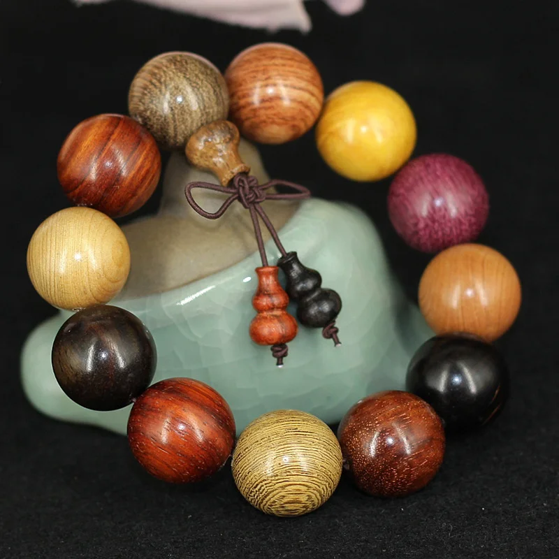 Buddhist Tibetan Men Prayer Beads Natural Handmade Bracelet Bangle Wrist Ornament Wood Buddha Bead Women