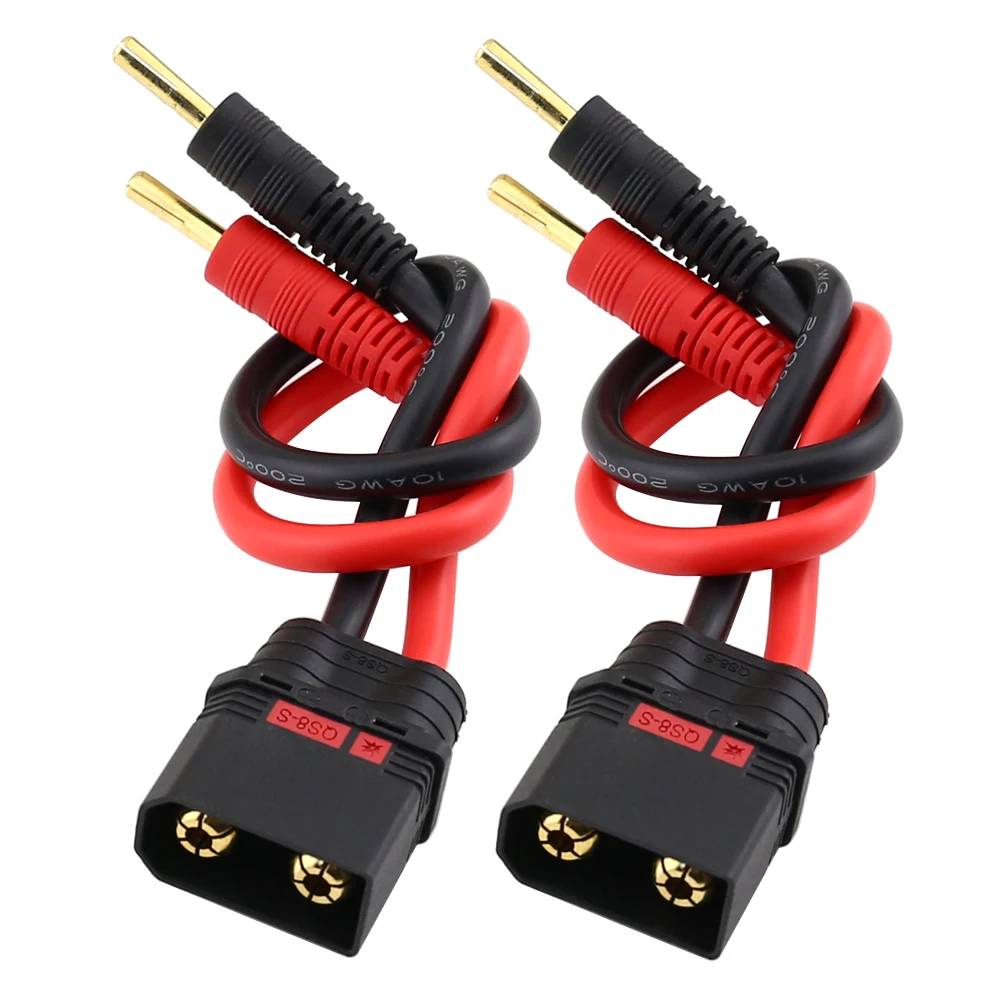 QS8 anti Spark Male to 4mm Gold-Plated Banana Plug Charging Extension Cable 10AWG Silicone Cable 100A  For RC Drone Lipo Battery