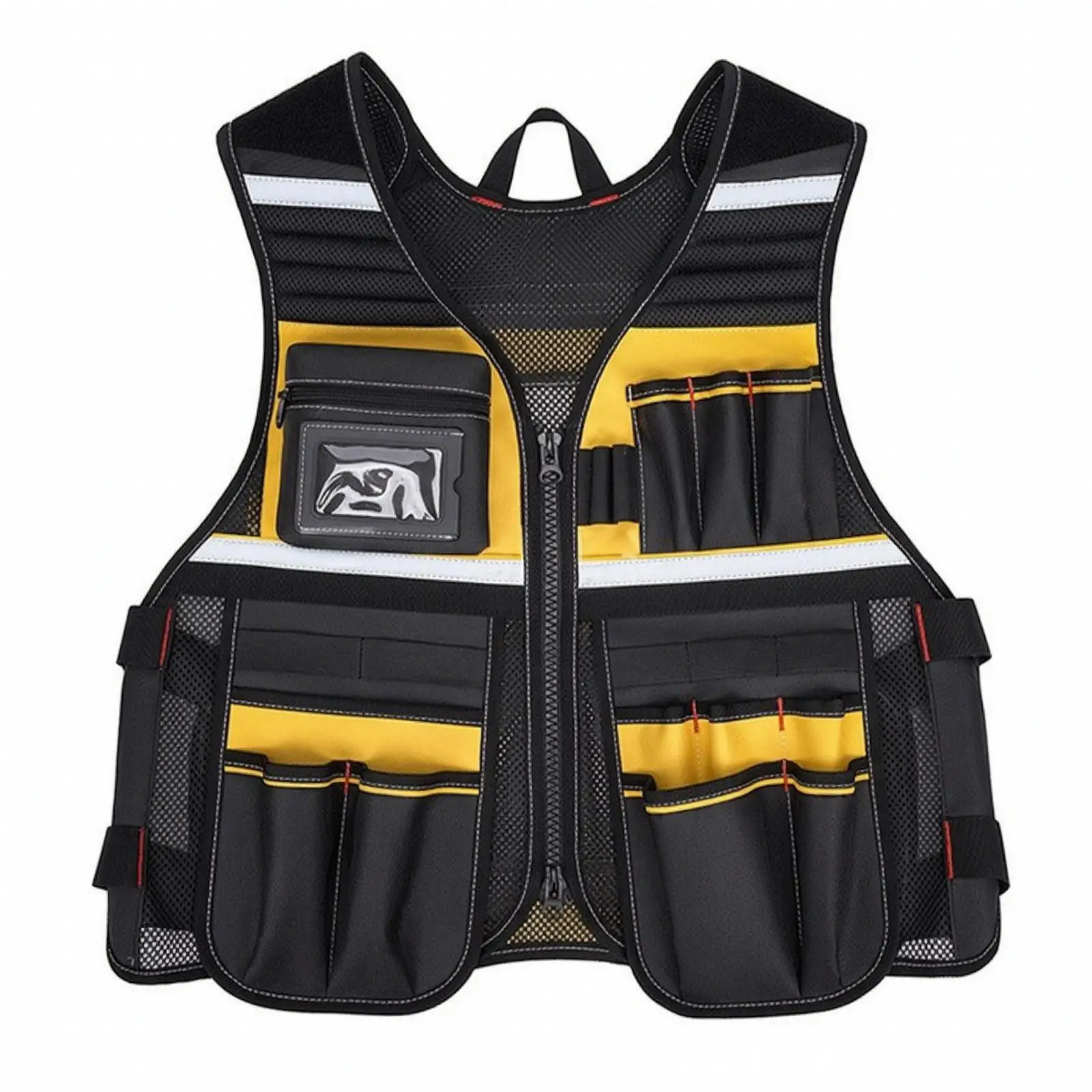 Breathable Mesh Work Vest with Many Pockets for Tools High Visibility Safety Construction Vest