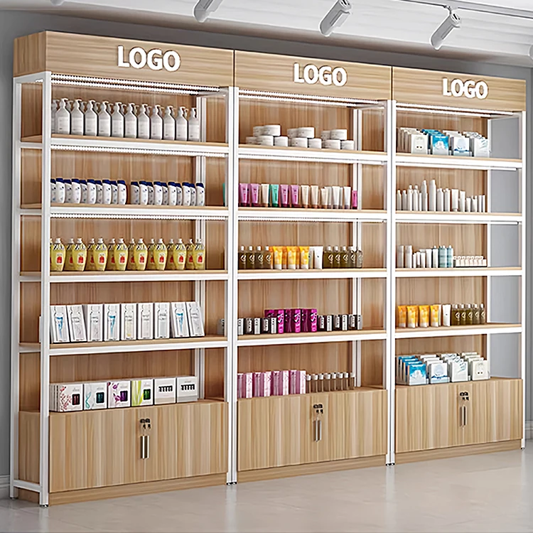 Rak Anggur Logam dan Kayu Tugas Berat Custom.Custom Buatan Pabrik Rak Display Supermarket Dijual