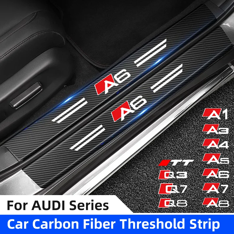 

1/4/5Pcs Carbon Fiber Car Door Sill Sticker Auto Door Threshold Protector Strip For AUDI A6 A8 Q3 Q7 Q8 TT Trunk Threshold Strip