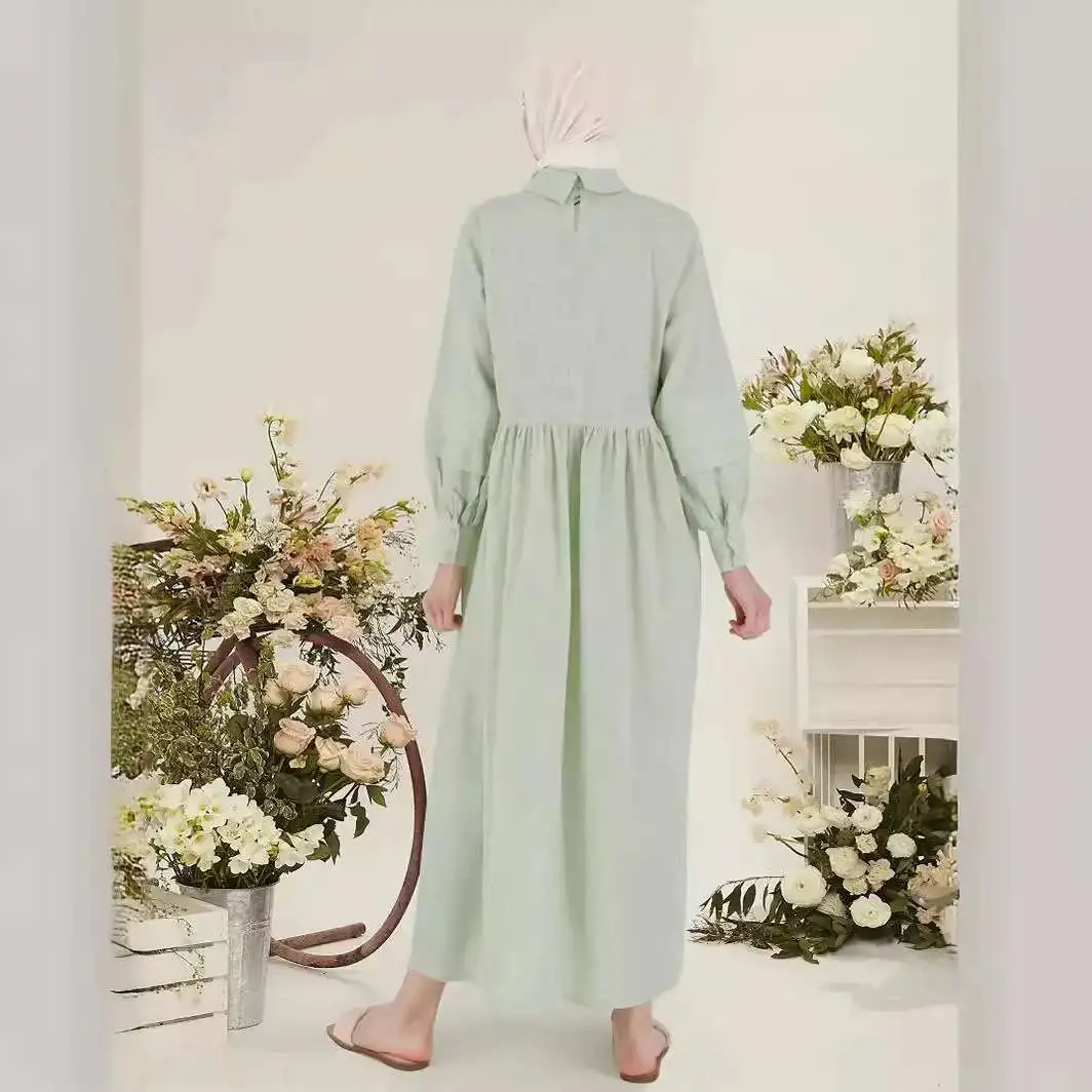 M197 #   Robe longue brodée pour femmes musulmanes, turque arabe, été 2021, Abaya, Ramadan, dubaï, luxe, Islam, élégante