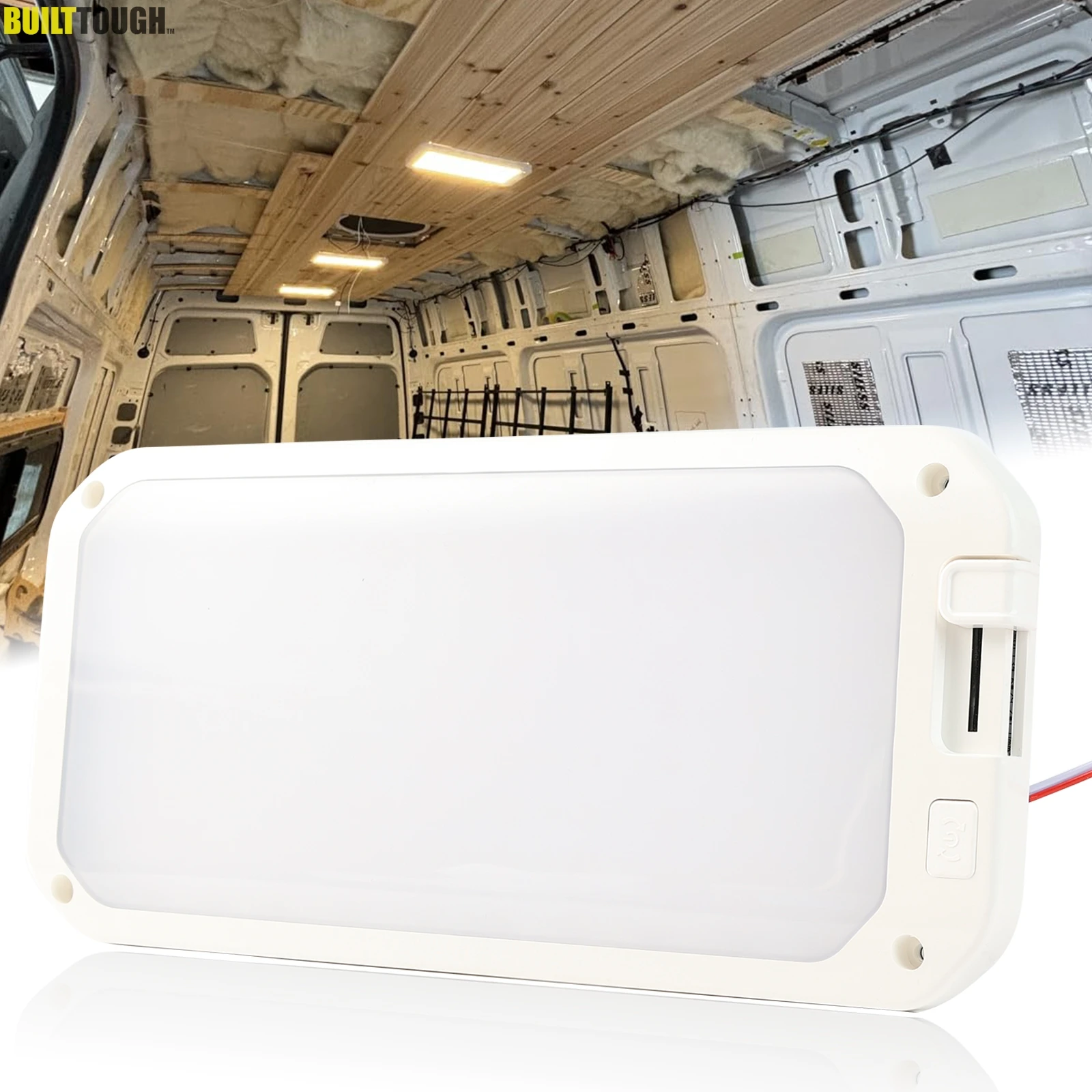 12V-24V Dimmable Roof Dome Ceiling Spot Light Memory Function Slim Thin Interior Dome Lamp for RV Caravan Marine Boat Yacht