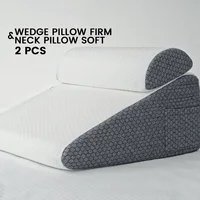 2 Pcs Memory Foam Bed Wedge Pillow/Neck Pillow For Back - Triangle Pillow With Removable Cover 8