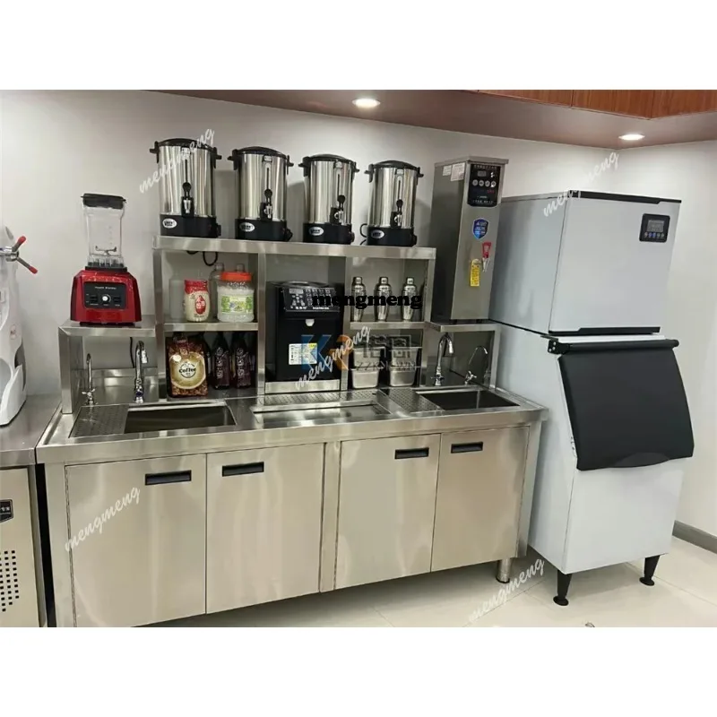 Hot Sell Commercial Stainless Steel Milk Tea Shop Counter Design Equipment Bubble Tea Counter Can Customized