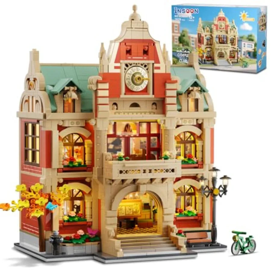 

Конструктор «Университетский клубный дом» со светом, 1629 деталей, модель городской архитектуры кампуса с клубами для творчества, музыки и домашними занятиями