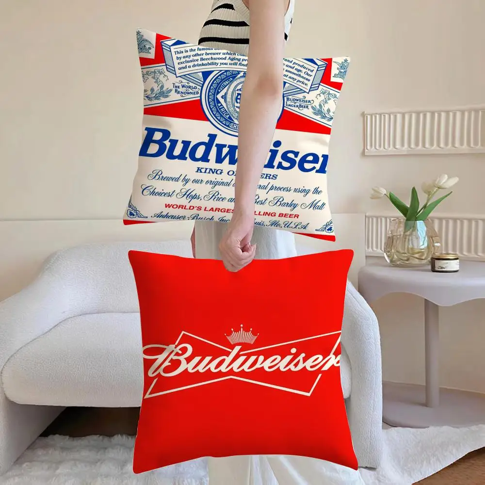Beverage B-Budweiser Cushion Cover Breathable Linen Pillowcase Summer Odorless Eco-Friendly Invisible Zipper Washable