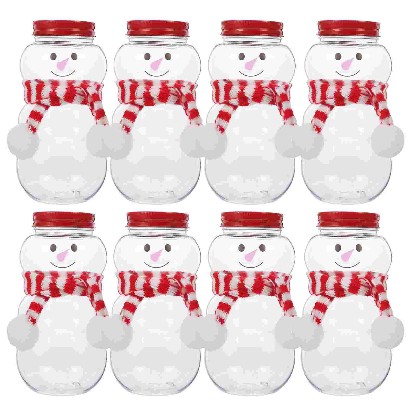 

Christmas Bottle Portable Candy Jars Juice Bottles with Caps Milk Tea Beverage Storage Container Snowman Containers