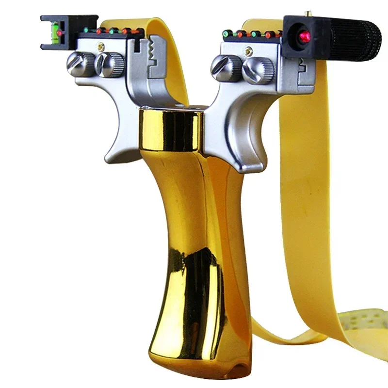 SYQT Doppelschraube Laser Schleuder mit 4 Farben Quick Press Schleuder Outdoor Jagd Stahlkugel Schießen Fisch Dart Angeln Paket 5