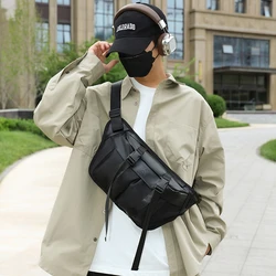 Riñonera de tendencia de moda para hombre, bolsa de cintura Unisex, paquete de teléfono de gran capacidad, bolsos cruzados para el pecho, riñonera de calle hip-hop