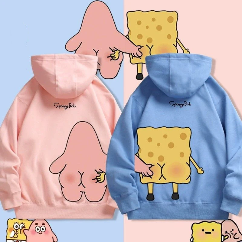 Cute Kawaii Spongebob Squarepants Patrick Star Cartoon Hooded Sweatshirt for Couples Autumn Thin Hoodie Top Clothing