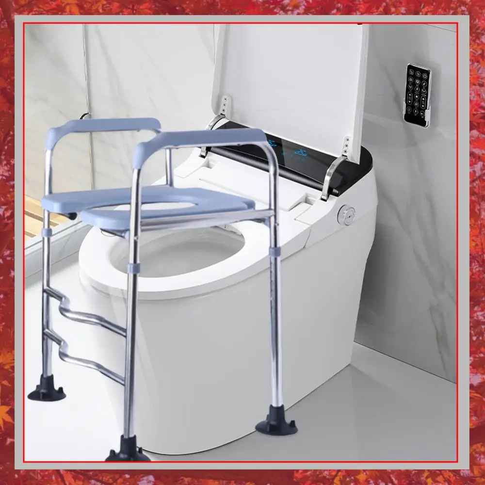 Raised Toilet Seat High Toilet Seat with Armrests Toilet Seat Frame Height Adjustable Toilet Seat Riser for Handicapped Disabled