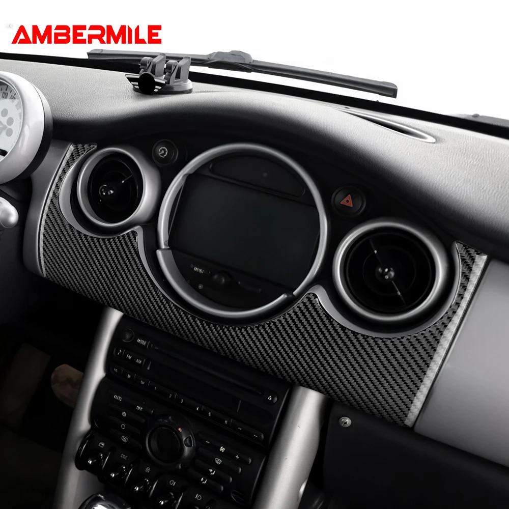 

Для Mini Cooper R50 R53 2001-2006: Накладка на рамку приборной панели (спидометр) из настоящего карбона, комплект для тюнинга интерьера автомобиля