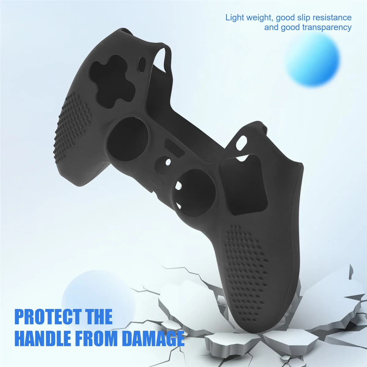 SCLS لجهاز التحكم في الألعاب، غطاء حماية من السيليكون لغطاء المقبض غير القابل للانزلاق (أسود)