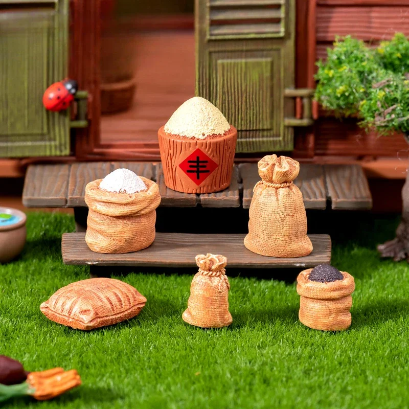 6Pcs Wholesale Micro Landscape Grain Ornament, Creative Retro  Rice Black Rice Resin Ornament Home Decor