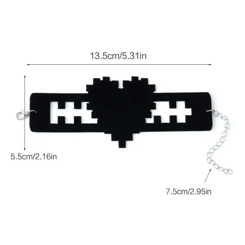 652F سوار الكفة القوطية Y2K سوار القلب أزياء المجوهرات الكفة معصم الشرير بانك أسود هدية للنساء فتاة الزوجة أخت