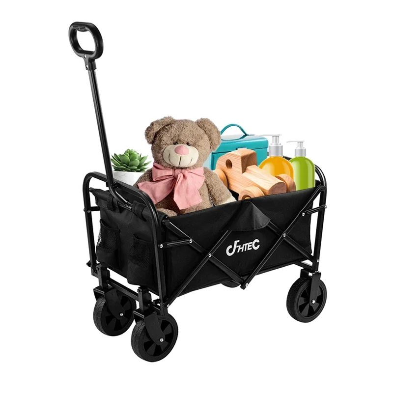 Outdoor Picnic Beach Camping Collapsible Foldable Utility Wagon Trolley Cart with Adjustable Handles Folding Wagon Cart