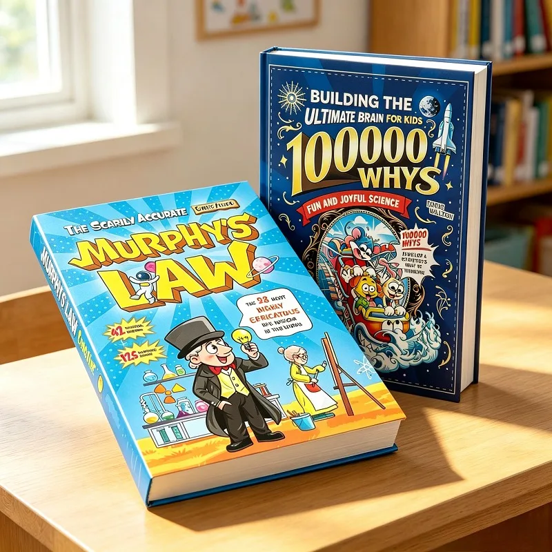 Set di 2 Libri: La Legge di Murphy e 100.000 Domande, Libri Educativi di Scienza e Umorismo per Bambini, Lettura Precoce in Inglese, Regalo per Bambin