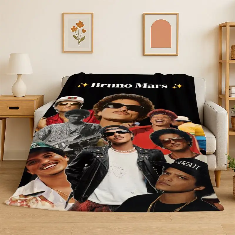 Fashion Bruno Mars Singer Star Flannel Blanket,Ultra Soft Warm Plush Throw for Home Bedroom Bed Sofa Cover Office Camping Picnic