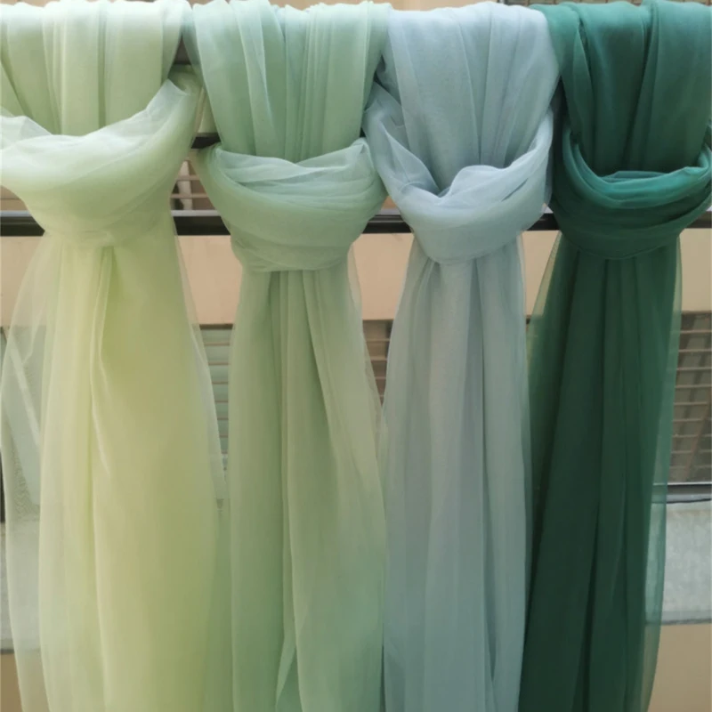 Green Series Soft Tulle Fabric Wedding Decoration Avocado Sage Mesh Chair Back Yarn Encryption Gauze Curtain Clothing Material